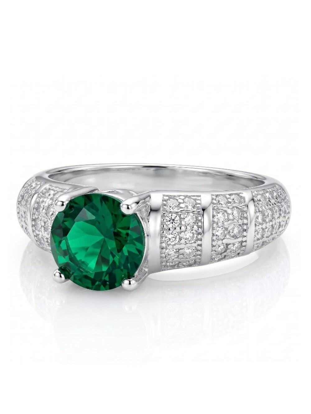 Emerald Green Gemstone Ring, 925 Sterling Silver Charmed Aroma